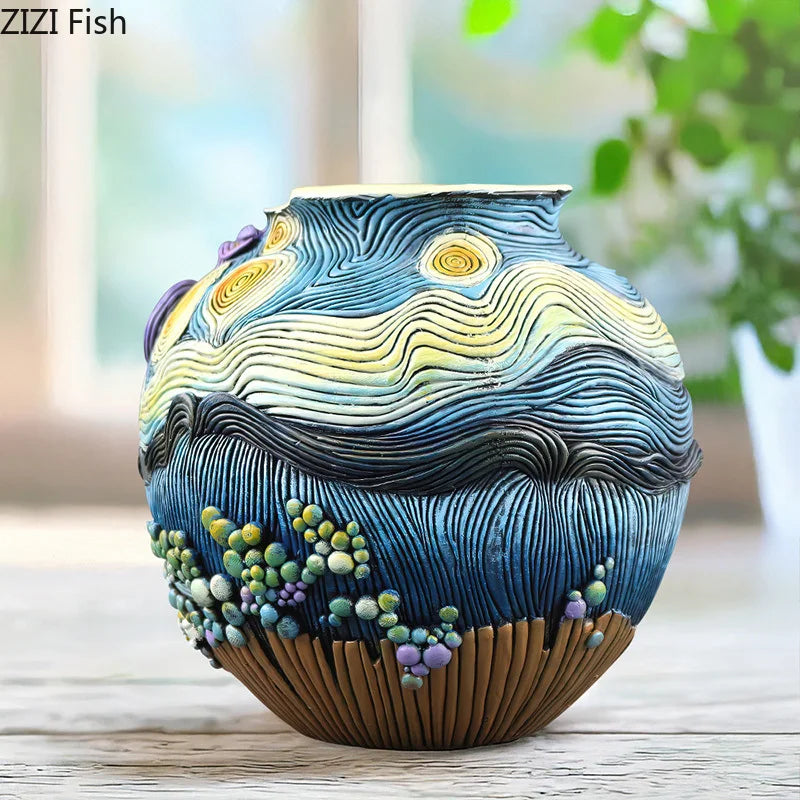 Afralia™ Starry Night Vase - Creative Floral Arrangement & Room Decor