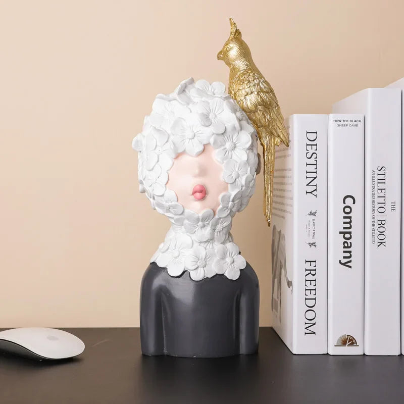 Modern Girl Sculptures, Colorful People Bust Statue for Home Decor by Afralia™