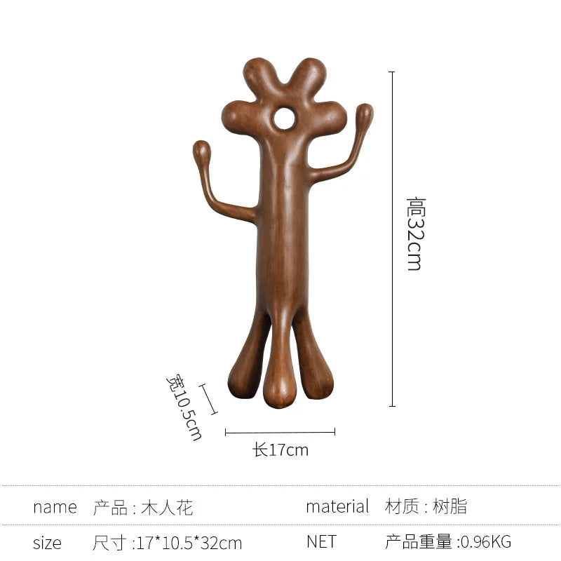 Afralia™ Abstract Flower Man Alien Sculpture Home Decor Figurine