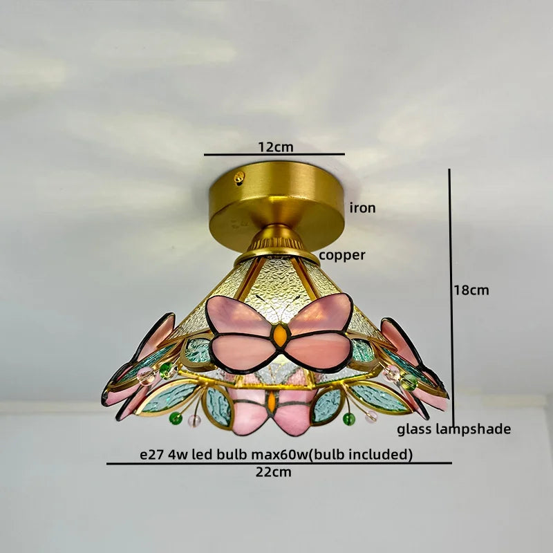 Afralia™ Modern Glass Copper LED Ceiling Light Fixture for Balcony, Living Room, Porch.
