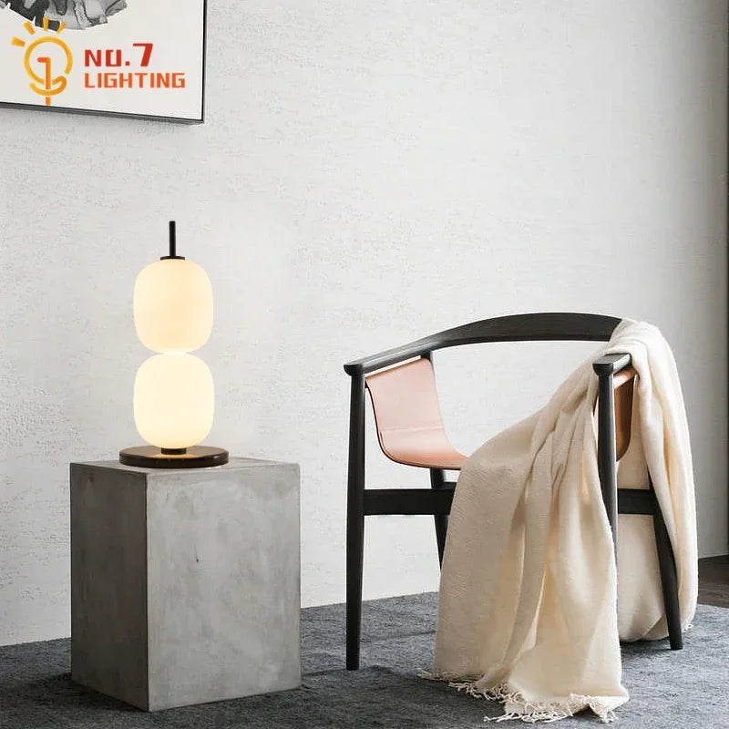 Afralia™ Glass Gourd Table Lamp Marble Base Modern LED Indoor Lighting