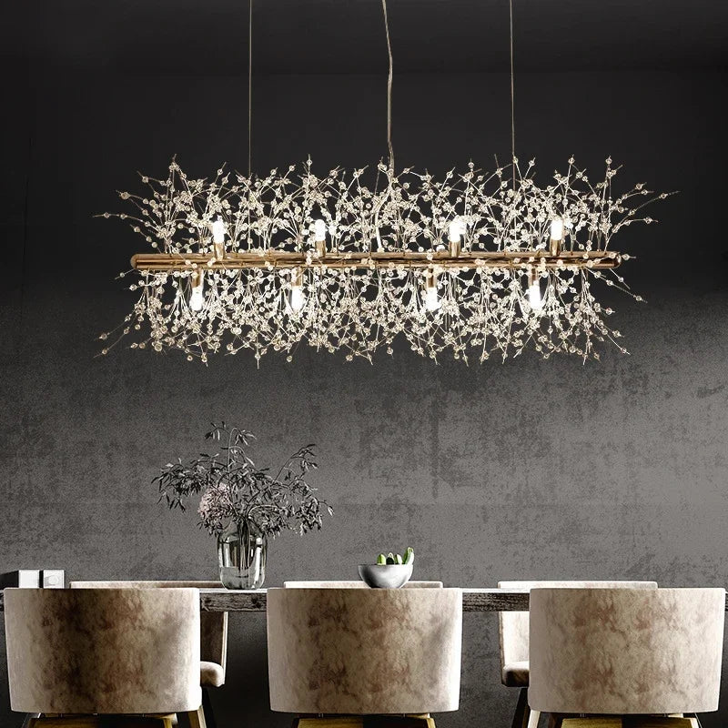 Afralia™ Dandelion LED Crystal Chandelier for Living Room Dining Decoration
