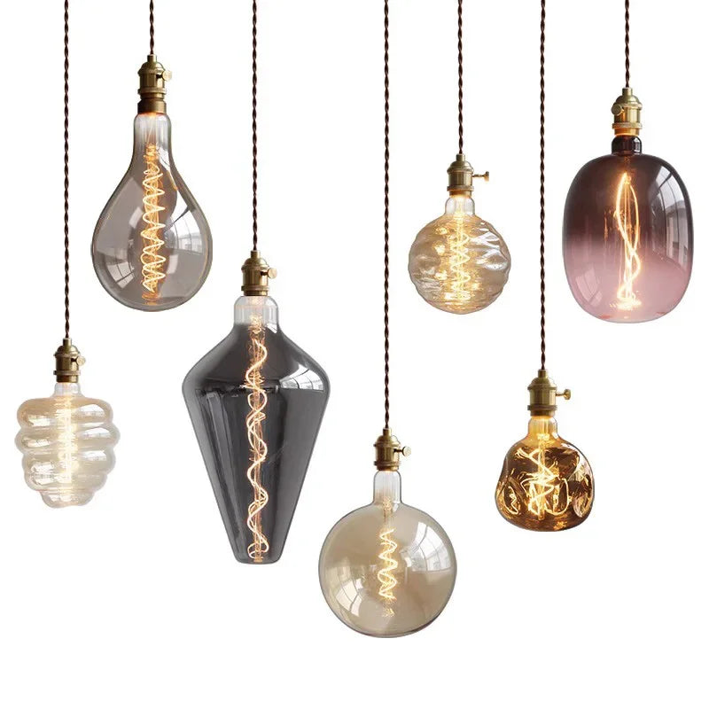 Afralia™ Retro Glass Pendant Lamp for Dining Room Modern Minimalist Lighting Fixture