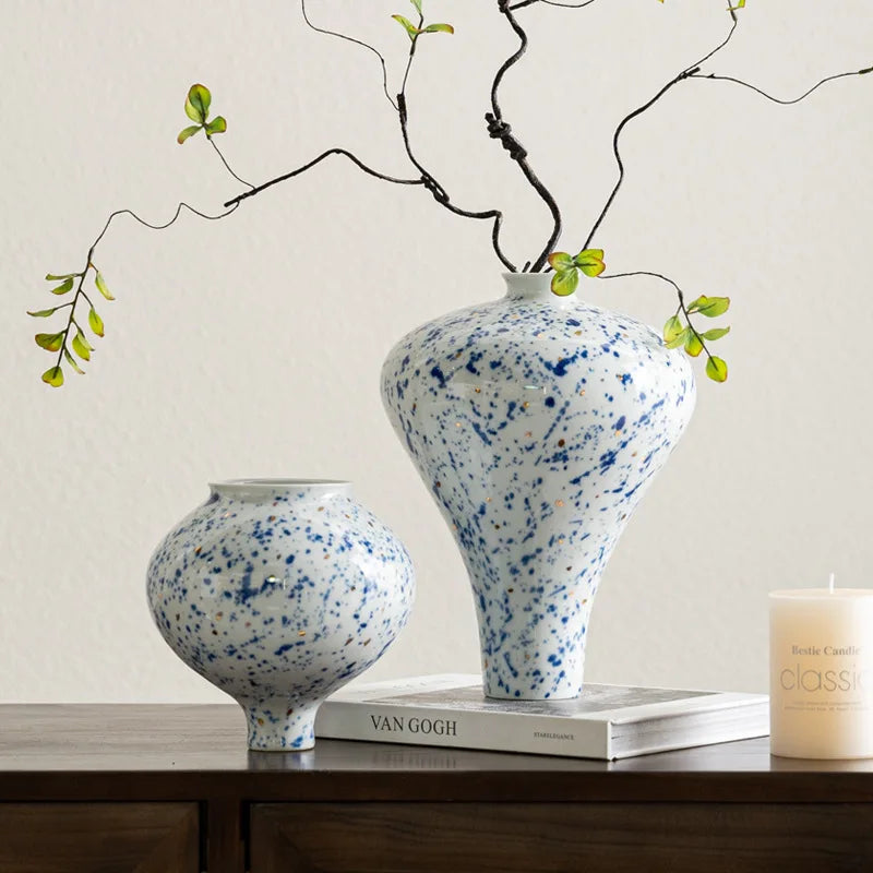 Afralia™ Chinese Retro Ceramic Vase Flower Arrangement Handmade Home Decor