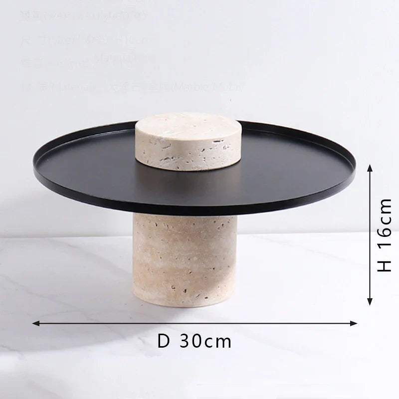 Afralia™ Travertine Marble Serving Tray Luxury Hightea Plate - Natural Stone Holder Tray