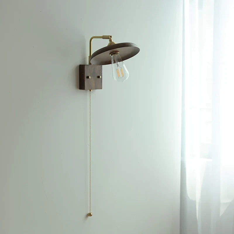 Afralia™ Vintage Copper LED Wall Light Sconce with Pull Chain Switch Rotation