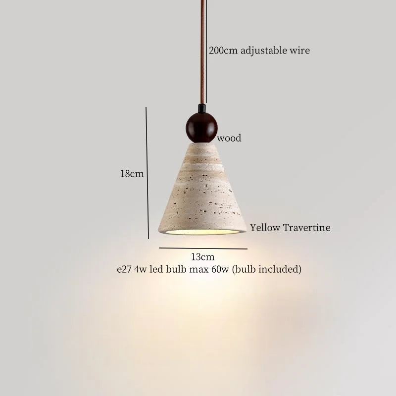 Afralia™ Yellow Travertine LED Pendant Lamps for Living Room Bedside Kitchen Decor