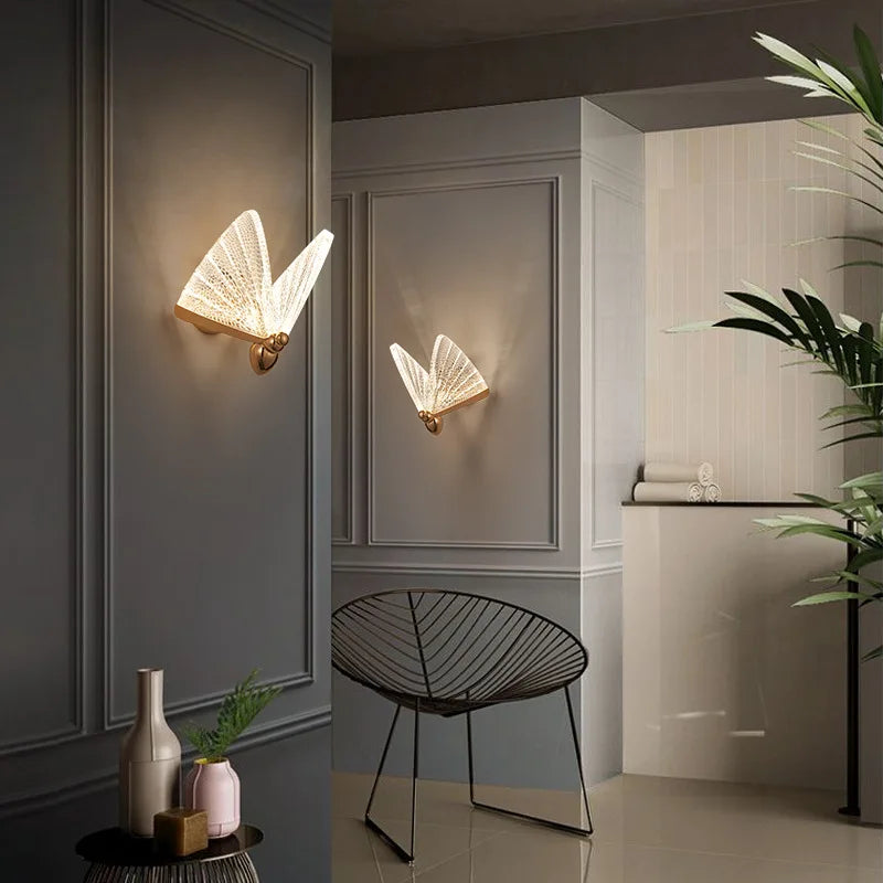 Afralia™ LED Butterfly Wall Lights for Bedroom Living Room Decor, Indoor Sconce Lamp