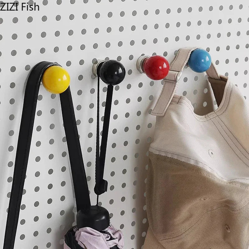 Afralia™ Ceramic Circle Wall Hooks Storage Shelves for Clothing and Hats