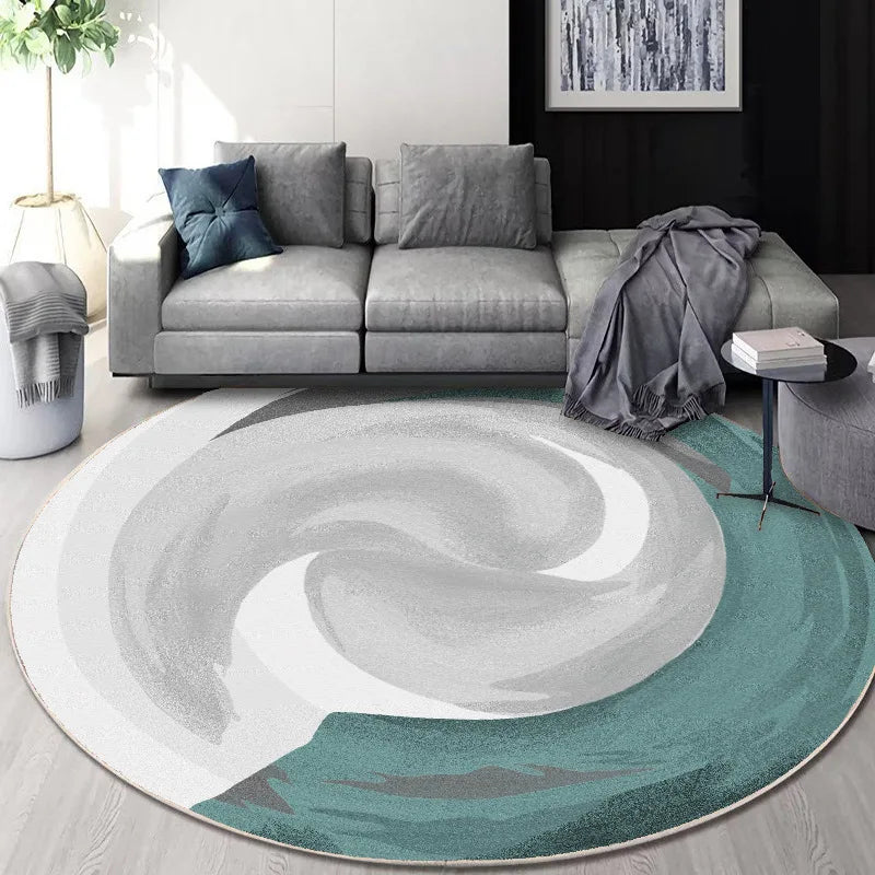 Afralia™ Circular Geometric Cashmere Floor Mat for Living Room, Stain Resistant & Easy-Clean