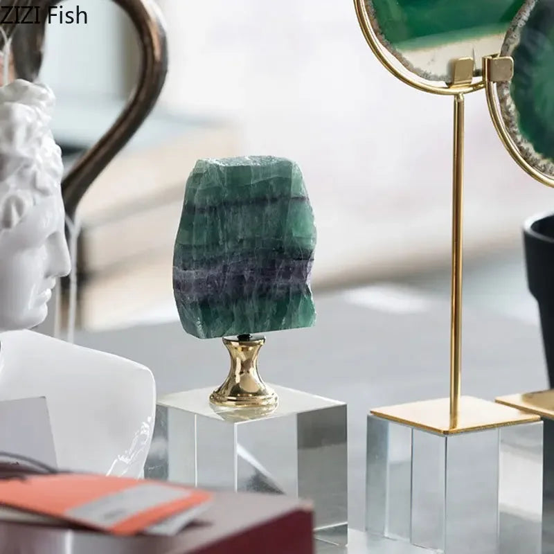 Afralia™ Crystal Base Ornaments: Agate/Fluorite Artwork, Modern Crafts Room Decor