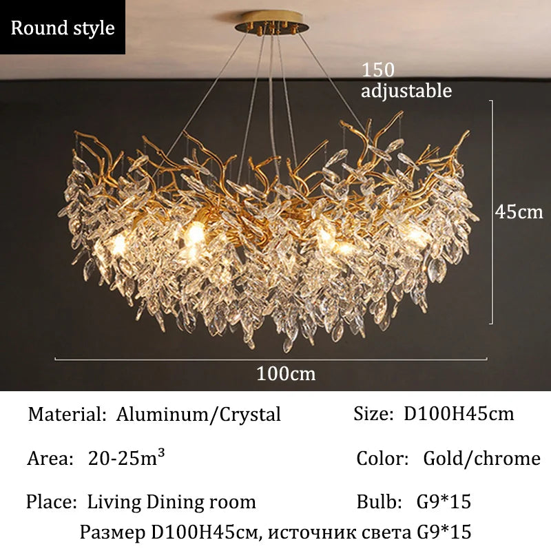 Afralia™ Crystal Chandeliers: Villa Living Dining Room Lighting Fixture