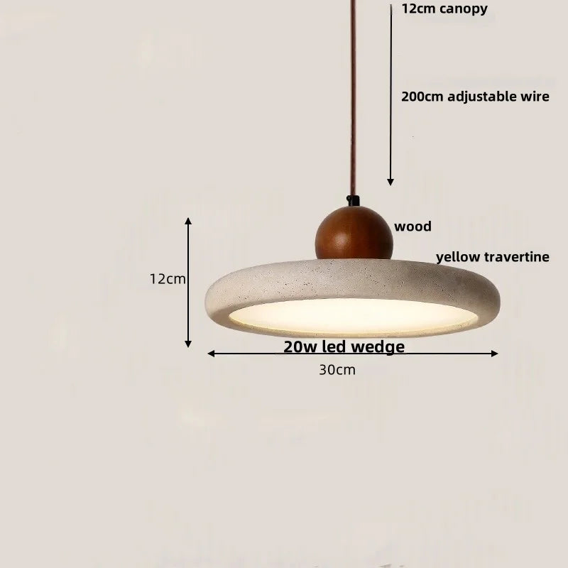 Afralia™ LED Pendant Lamp Wood Globe Round Yellow Stone Hanging Lights