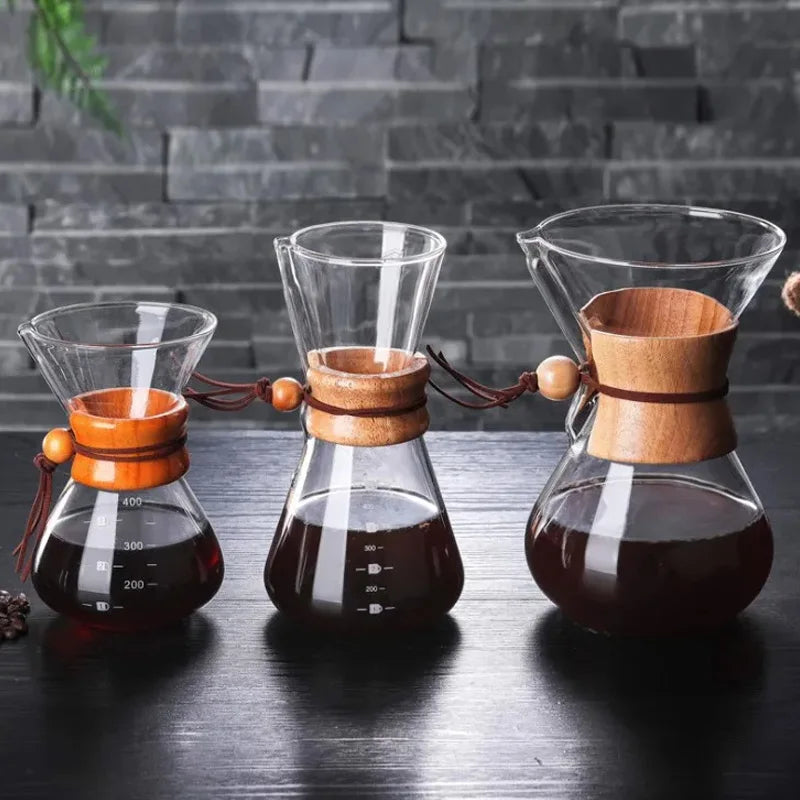 Afralia™ Stainless Steel Glass Filter Coffee Maker Espresso Machine Tea Pot Set