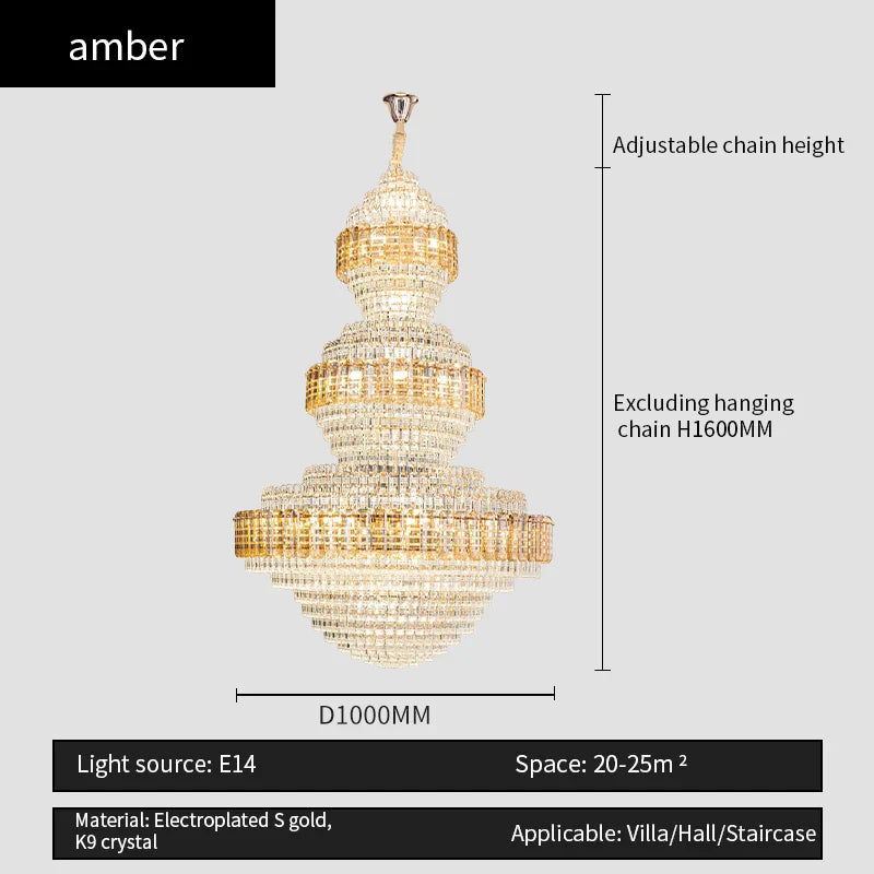Afralia™ Crystal Duplex Chandelier for Hotel Lobby and Living Room