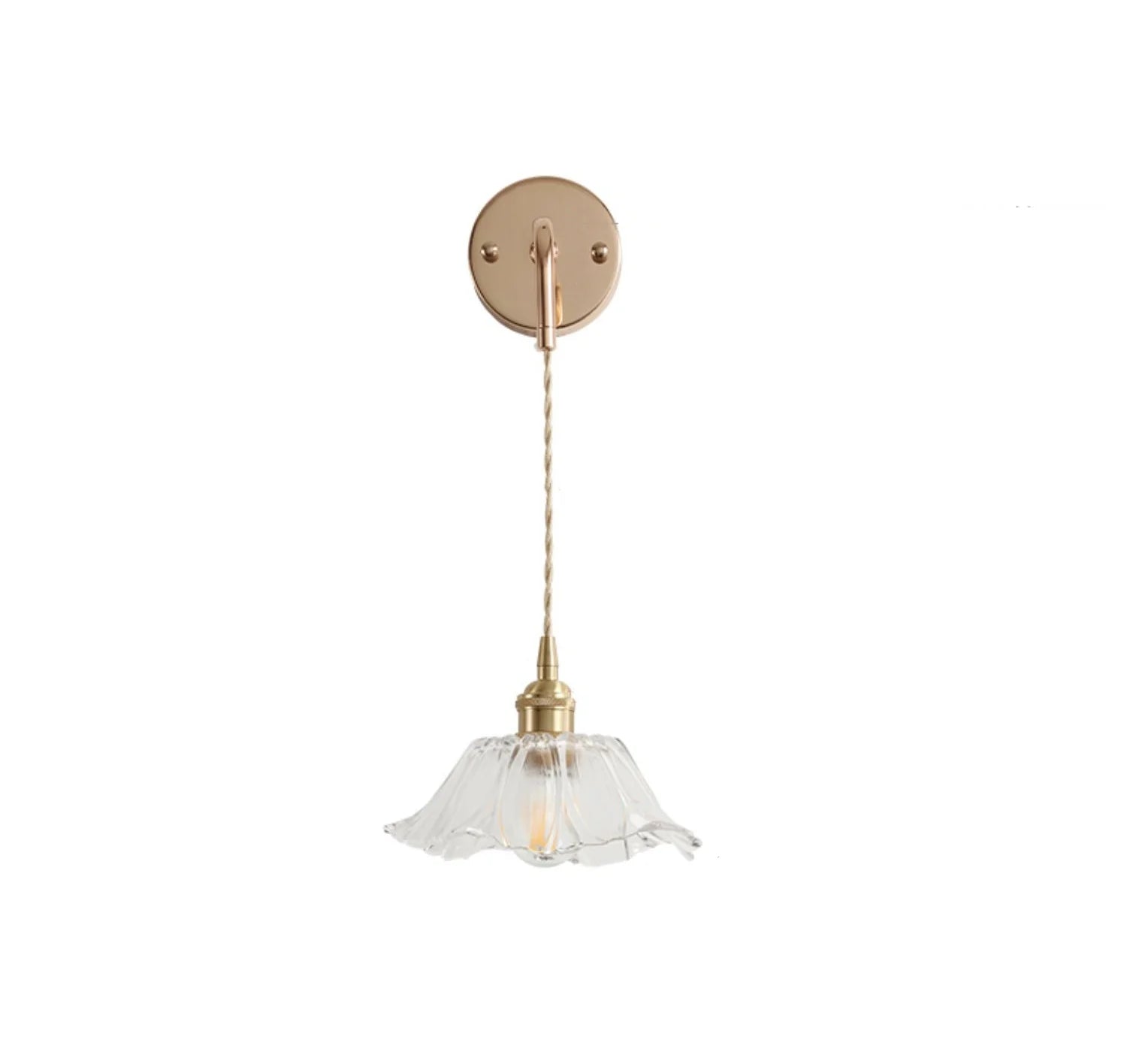 Afralia™ Adjustable LED Wall Light Clear Glass Copper Bedside Lamp
