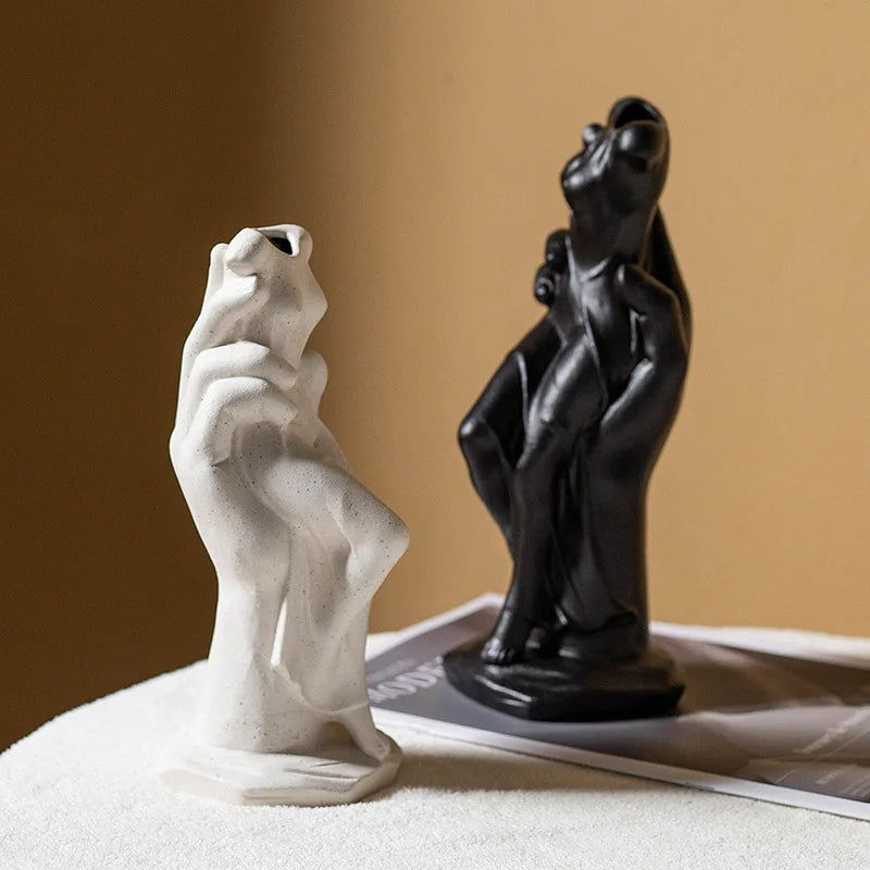 Afralia™ Venus Hand Ceramic Vase Nude Art Decor Ornament Palm Home Decoration