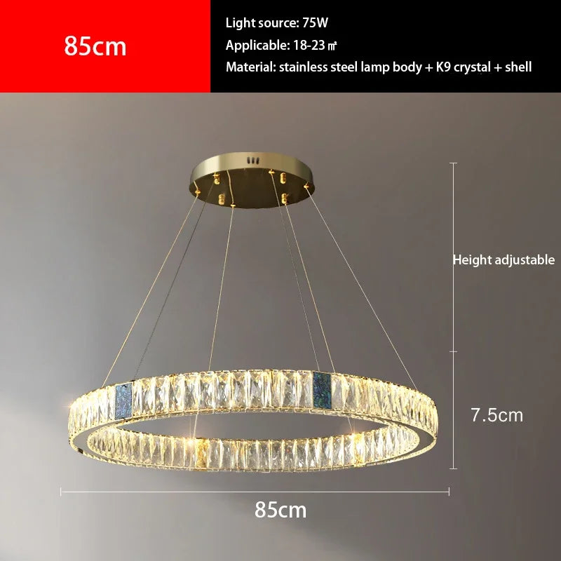 Afralia™ Crystal Round Ceiling Chandelier LED Lighting Fixtures for Kitchen Dining Room & Villa