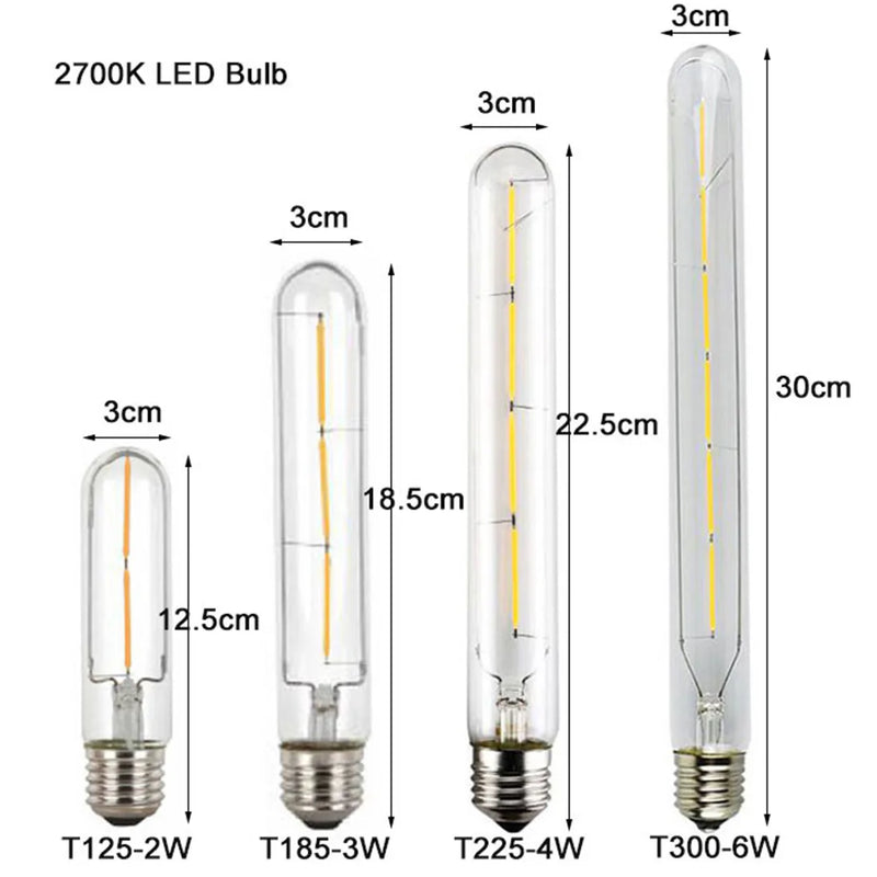 Afralia™ LED Filament Tubular Edison Bulb 6000K T10 T185 T225 T30 T300 4W 6W 8W