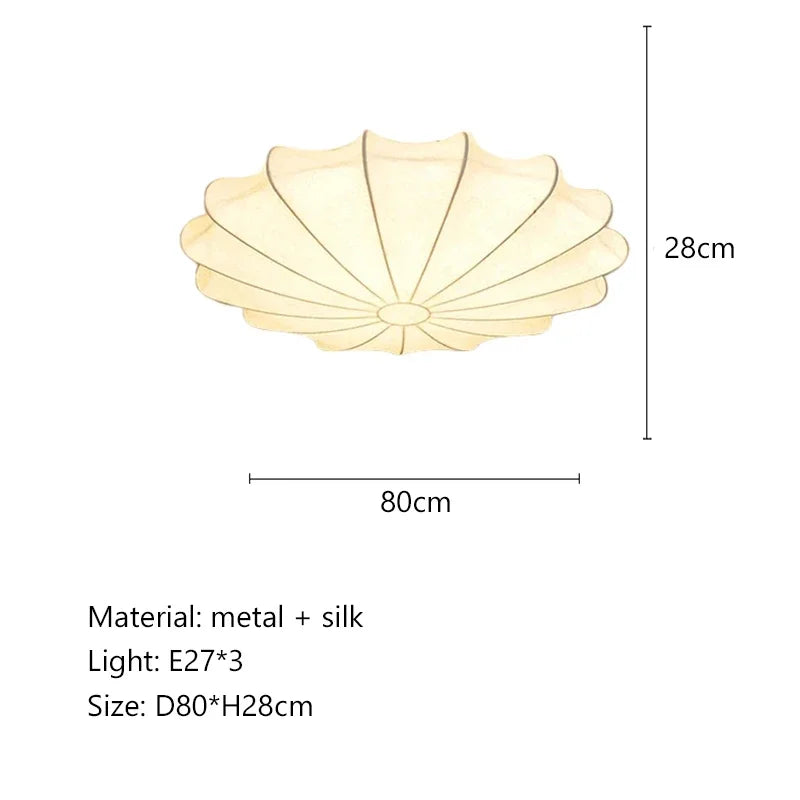 Afralia™ Cream Silk LED Ceiling Lamp for Living Room Bedroom, Nordic Minimalist Style
