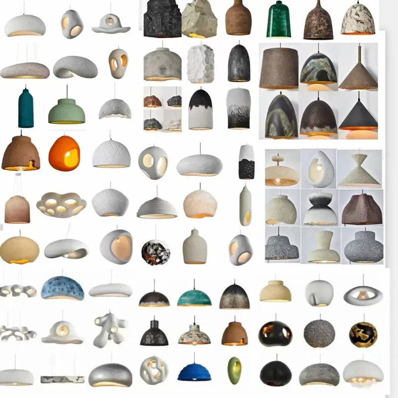 Afralia™ Nordic Wabi Sabi E27 LED Pendant Light for Minimalist Style