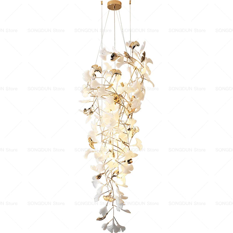 Afralia™ Gingko Leaf Ceramic Chandelier: Modern Nordic Living Room & Hotel Lobby Lighting