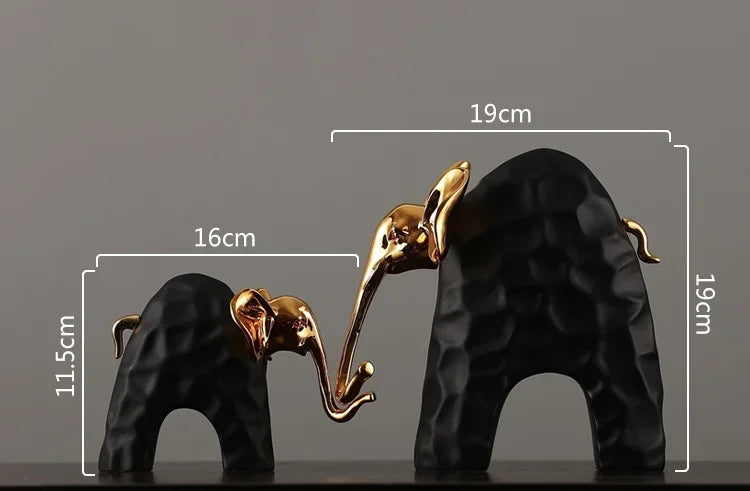 Afralia™ Elephant Mother-calf Golden Resin Sculpture Figurine