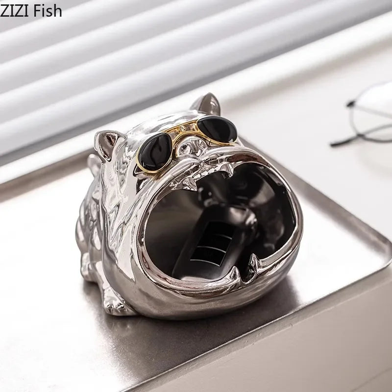 Afralia™ Bulldog Ceramic Ashtray - Desktop Smoking Accessories for Weed - Portable Ashtray Gift