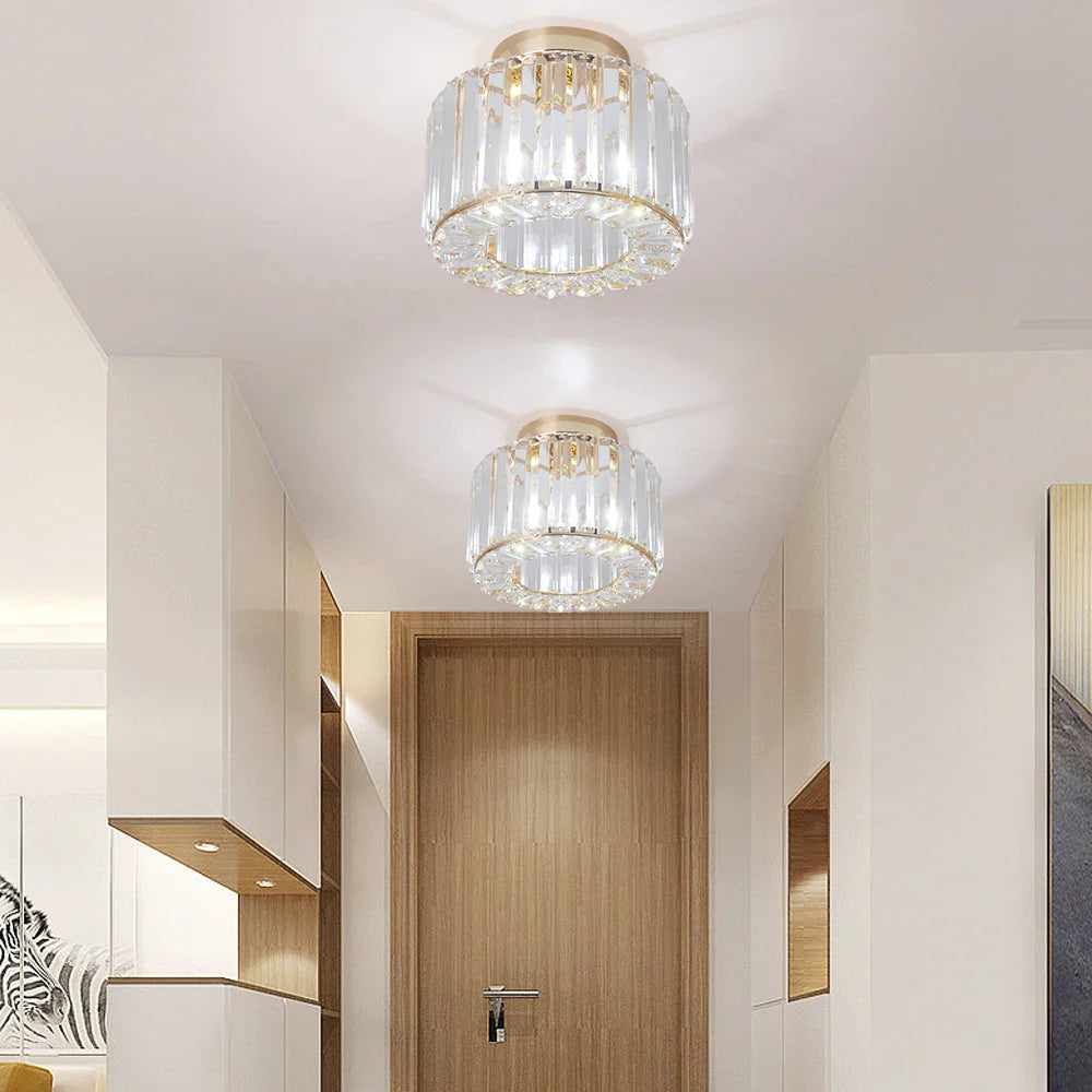 Afralia™ Crystal LED Ceiling Light Chandelier for Bedroom Living Room Dining Room