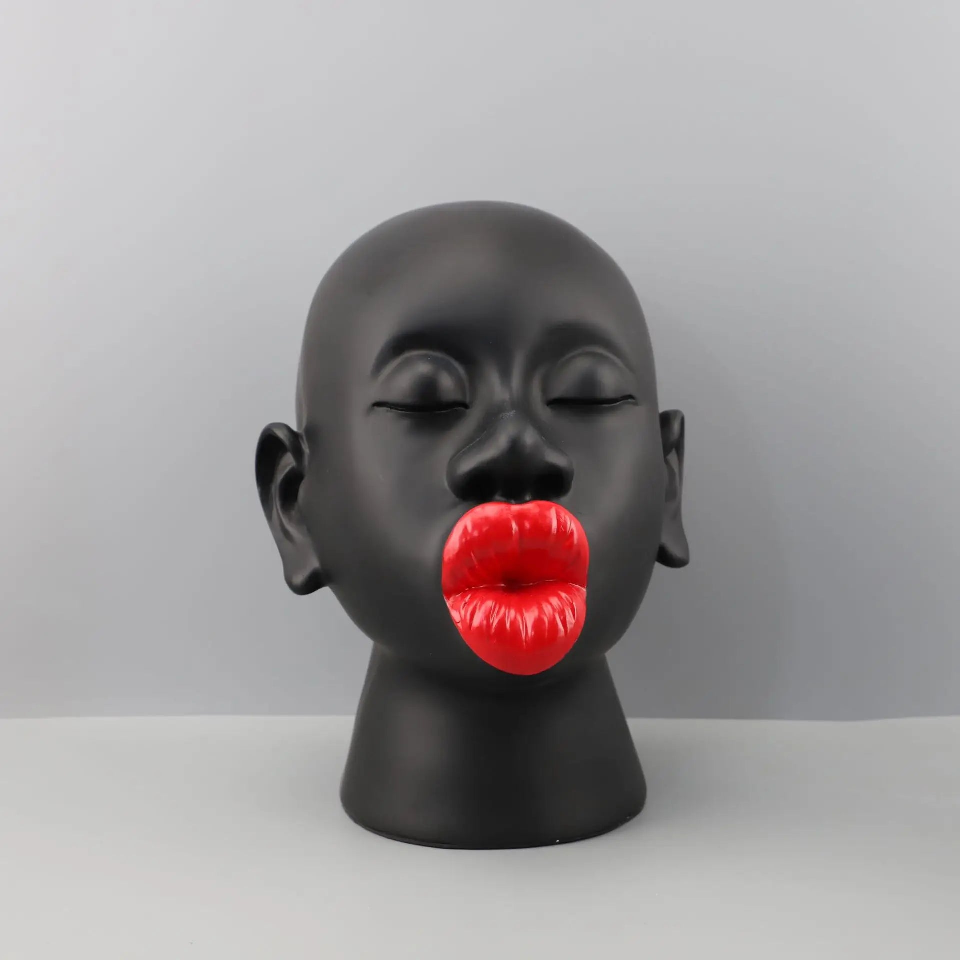 Afralia™ Red Lip Head Abstract Cartoon Funny Negro Statue - Home Decor Figurine