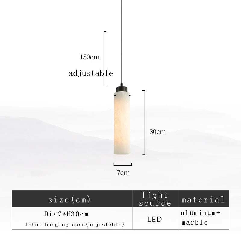 Afralia™ Black Gold Marble Cylinder Pendant Light for Modern Home Decor