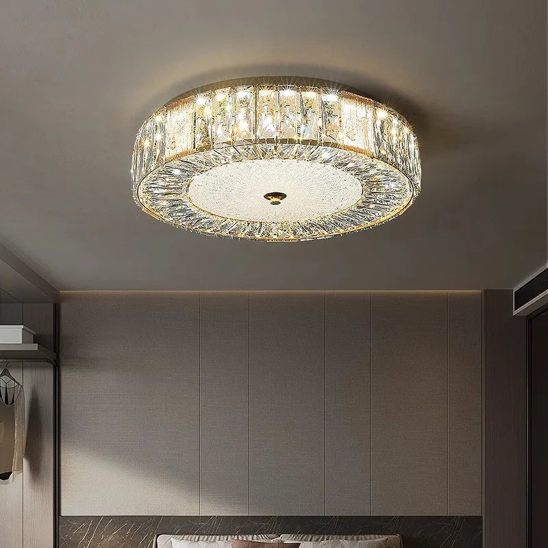 Afralia™ Modern Gold Stainless Steel Crystal Ceiling Light Fixture 2025 Bedroom