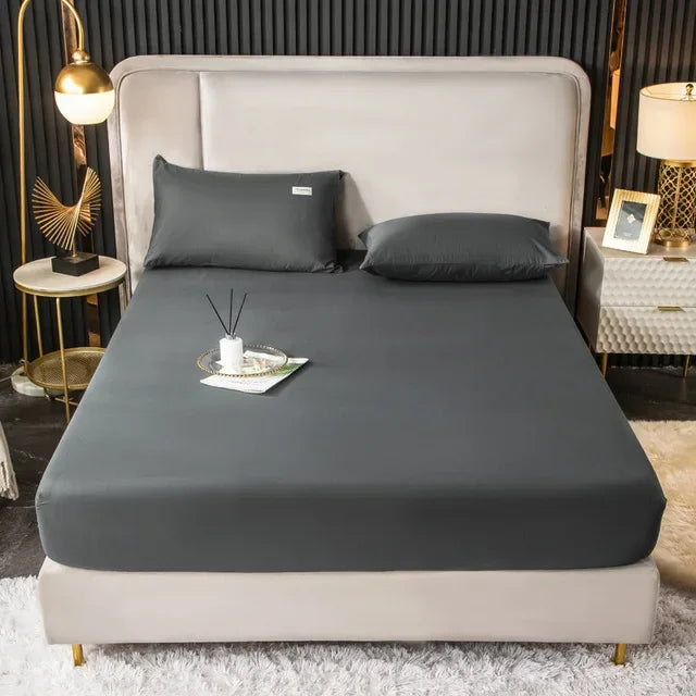 Afralia™ Thicken Sanded Double Bed Fitted Sheet Set with Pillow Covers