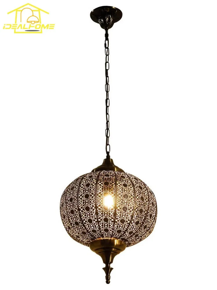 Afralia™ Vintage Thai Iron Art Pendant Lights LED for Restaurant Tea Room Balcony