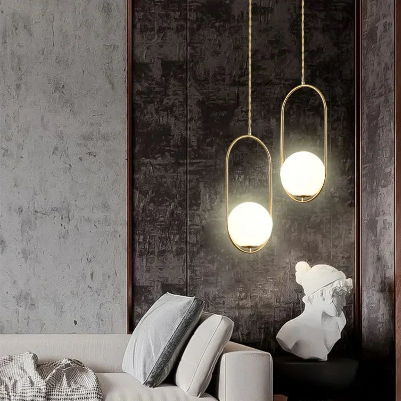 Afralia™ Glass Ball Ring Pendant Lamp for Living Dining Bedroom