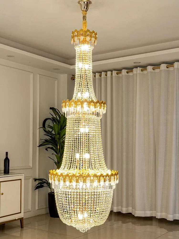 Afralia™ Crystal LED Chandelier for Hotel Lobby & Living Room | Elegant Staircase Design