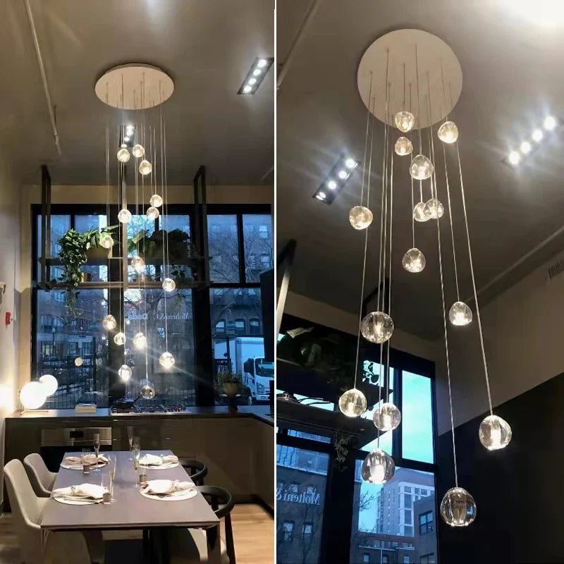 Afralia™ Modern Crystal LED Chandelier for Living Room, Dining, Bedroom, Kitchen, Hall, Loft, Staircase