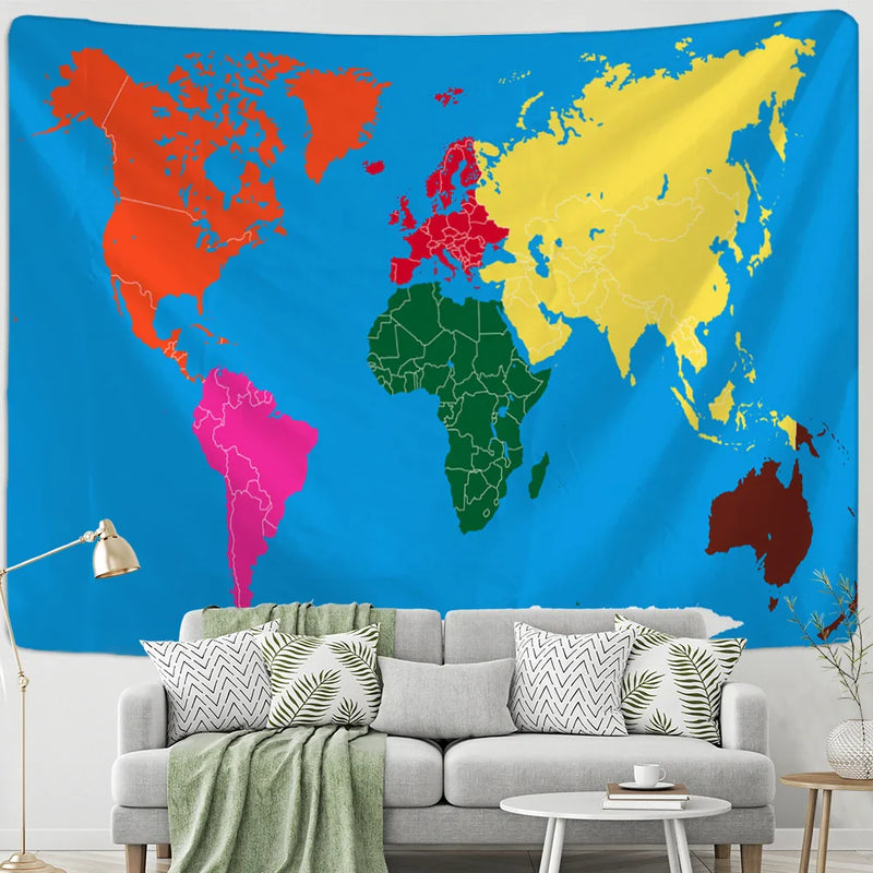 Afralia™ Minimalist Map Tapestry Wall Hanging for Boho Aesthetic Room Decor