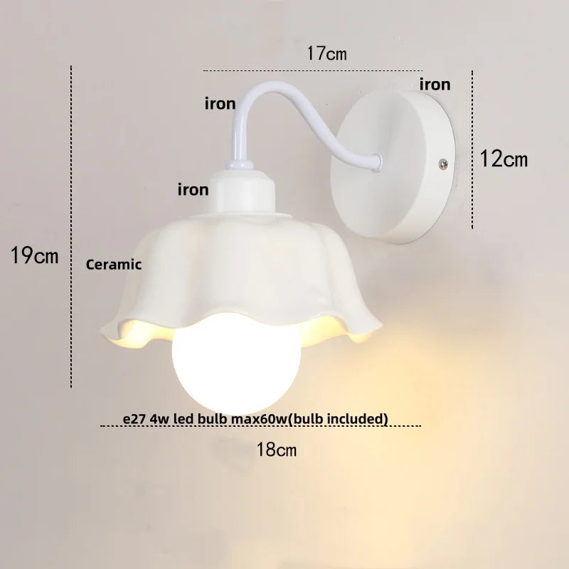 Afralia™ Glass Iron LED Wall Sconce Pull Chain Switch Stair Light Fixture for Bedroom