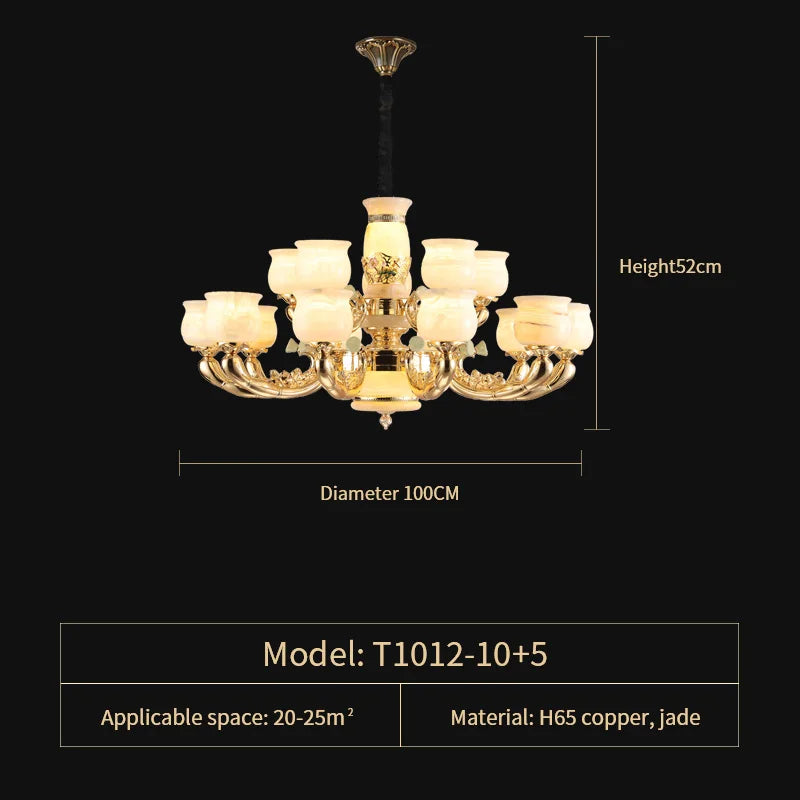 Afralia™ Luxe Jade Copper Living Room Chandelier