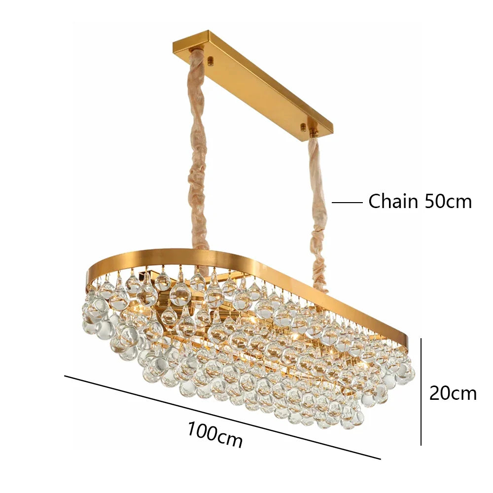 Afralia™ Crystal Bead Ceiling Pendant Lights - Retro Luxury Gold Home Decor Lighting