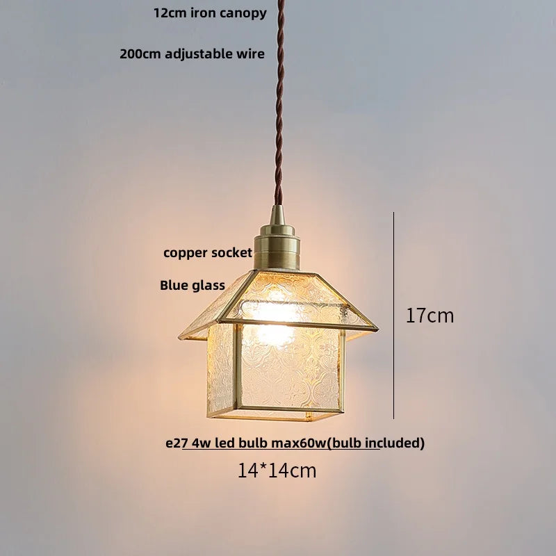 Afralia™ Cube Glass LED Pendant Light: Modern Copper Hanging Lamp for Bedroom, Restaurant, Hallway