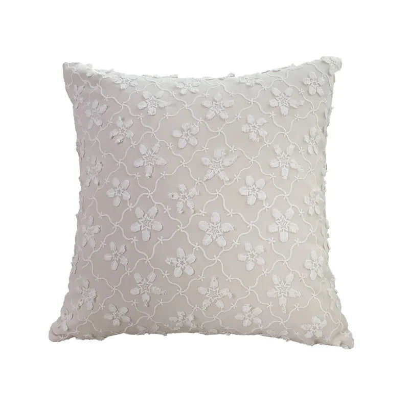 Afralia™ Boho White Lace Floral Sofa Cushion Cover Wedding Decor Throw Pillows