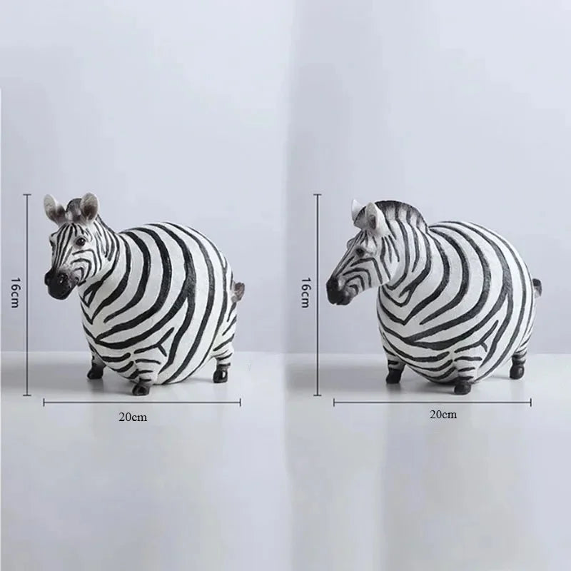 Afralia™ Cute Fat Zebra Resin Animal Figurine Sculpture Desktop Art Decoration