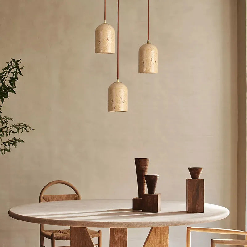 Afralia™ Natural Stone Wood Pendant Lamp Kitchen Hanging Light Fixtures