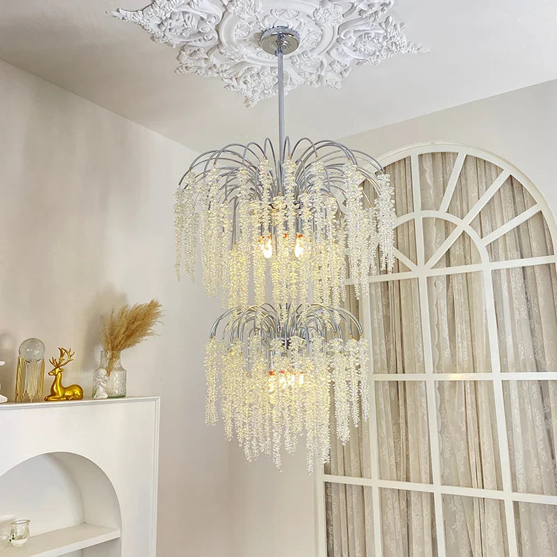 Afralia™ Luxury Crystal Chandelier LED Branch Ceiling Light for Duplex Villa Staircase