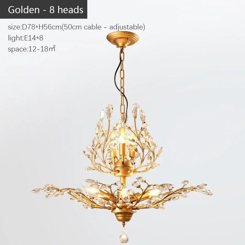 Afralia™ Nordic Crystal Chandelier: Retro Candle LED Pendant Lamps for Living Room