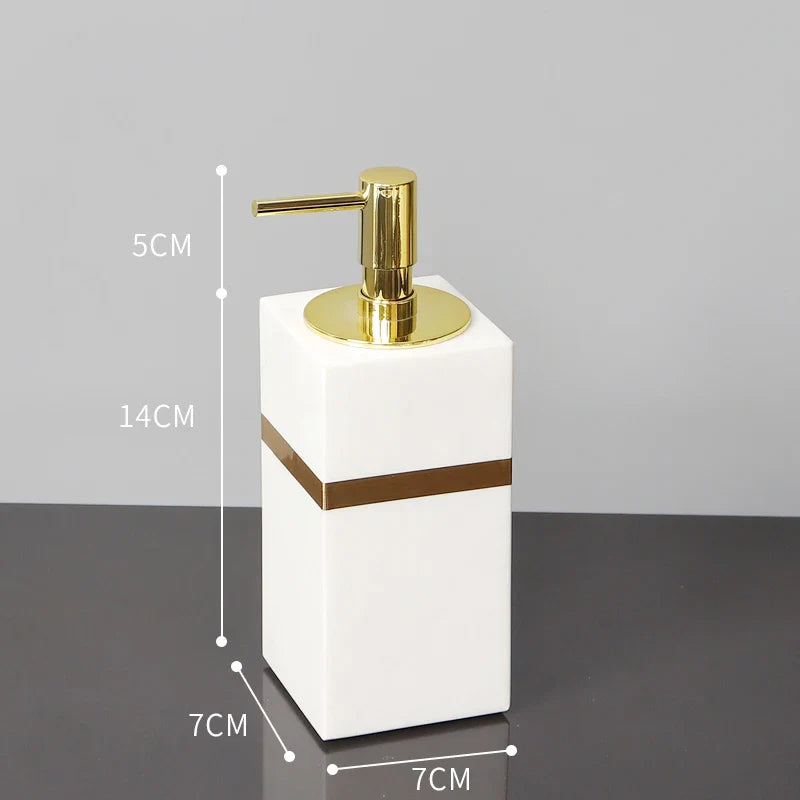 Afralia™ Volakos White Marble Bathroom Set with Golden Accents