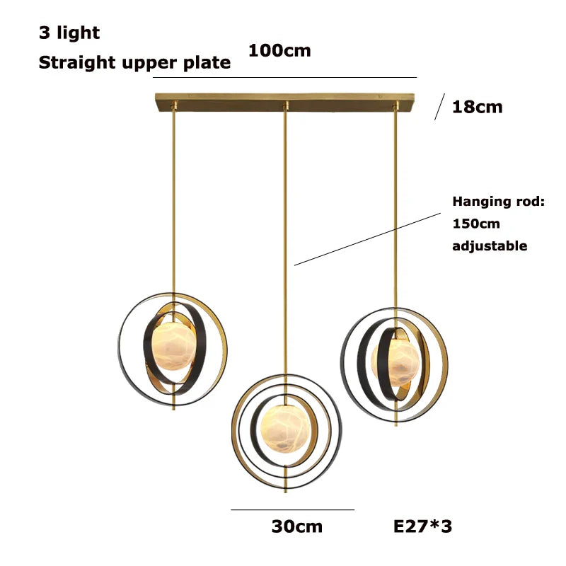 Afralia™ Marble Globe Pendant Light with Black Gold Hardware - Modern Tea Room Ceiling Decor