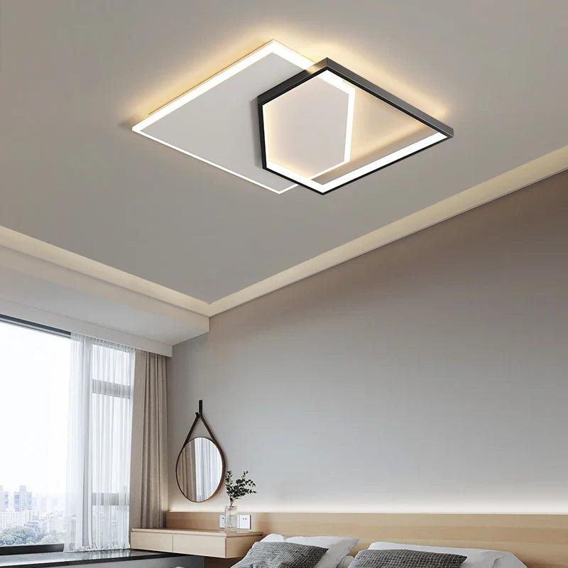 Smart LED Square White Ceiling Lamp for Bedroom, Living Room, Study Room - Afralia™ Chandelier Light